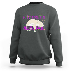 Funny Mardi Gras Drunk Cat Sweatshirt May Contain Alcohol Drinking Lover TS02 Dark Heather Printyourwear