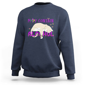 Funny Mardi Gras Drunk Cat Sweatshirt May Contain Alcohol Drinking Lover TS02 Navy Printyourwear