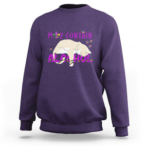 Funny Mardi Gras Drunk Cat Sweatshirt May Contain Alcohol Drinking Lover TS02 Purple Printyourwear