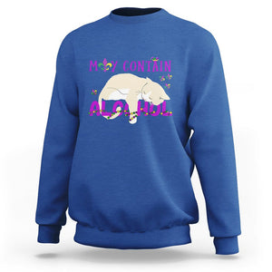 Funny Mardi Gras Drunk Cat Sweatshirt May Contain Alcohol Drinking Lover TS02 Royal Blue Printyourwear