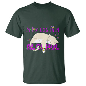 Funny Mardi Gras Drunk Cat T Shirt May Contain Alcohol Drinking Lover TS02 Dark Forest Green Printyourwear
