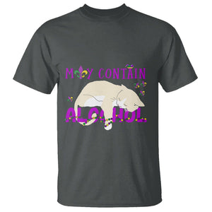 Funny Mardi Gras Drunk Cat T Shirt May Contain Alcohol Drinking Lover TS02 Dark Heather Printyourwear