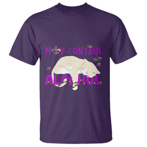 Funny Mardi Gras Drunk Cat T Shirt May Contain Alcohol Drinking Lover TS02 Purple Printyourwear