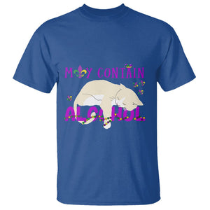 Funny Mardi Gras Drunk Cat T Shirt May Contain Alcohol Drinking Lover TS02 Royal Blue Printyourwear