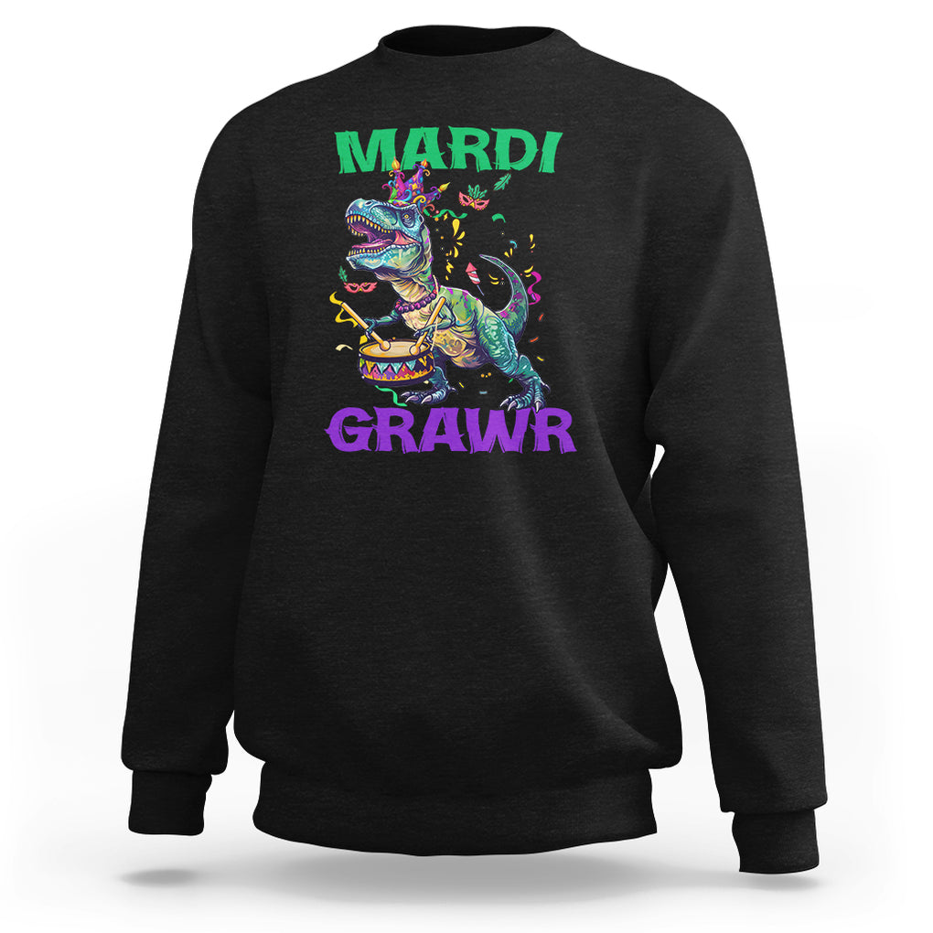 Funny Mardi Gras Dinosaur Sweatshirt Mardi Grawr Rex TS02 Black Printyourwear
