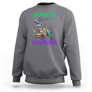 Funny Mardi Gras Dinosaur Sweatshirt Mardi Grawr Rex TS02 Charcoal Printyourwear