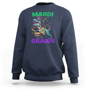 Funny Mardi Gras Dinosaur Sweatshirt Mardi Grawr Rex TS02 Navy Printyourwear