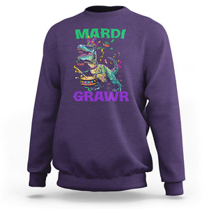 Funny Mardi Gras Dinosaur Sweatshirt Mardi Grawr Rex TS02 Purple Printyourwear
