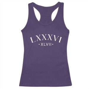LXXXVI XLVII Racerback Tank Top 86 47 Roman Numerals TS02 Purple Print Your Wear