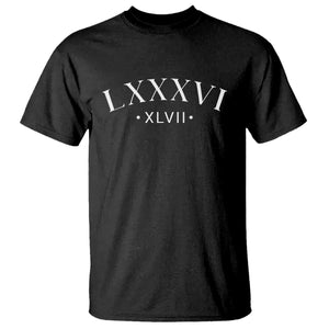 LXXXVI XLVII T Shirt 86 47 Roman Numerals TS02 Black Print Your Wear