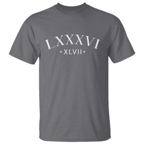 LXXXVI XLVII T Shirt 86 47 Roman Numerals TS02 Charcoal Print Your Wear