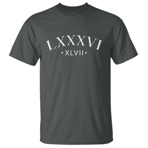 LXXXVI XLVII T Shirt 86 47 Roman Numerals TS02 Dark Heather Print Your Wear
