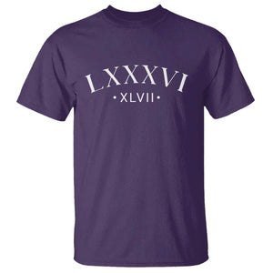 LXXXVI XLVII T Shirt 86 47 Roman Numerals TS02 Purple Print Your Wear