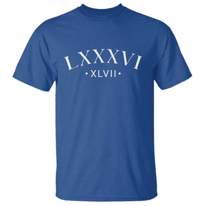 LXXXVI XLVII T Shirt 86 47 Roman Numerals TS02 Royal Blue Print Your Wear