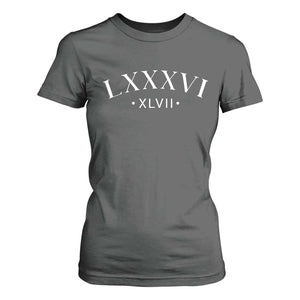 LXXXVI XLVII T Shirt For Women 86 47 Roman Numerals TS02 Dark Heather Print Your Wear
