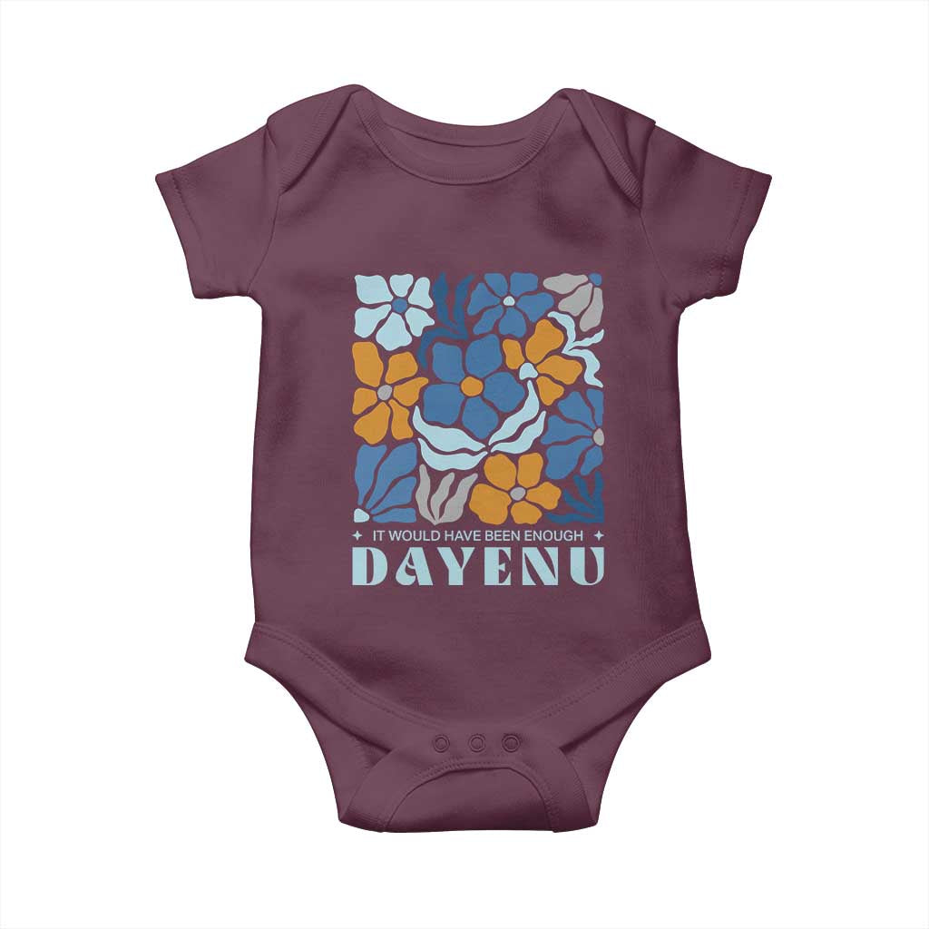 Dayenu Passover Jewish Holiday Floral Retro Baby Onesie It Would Have Been Enough Meaningful Seder Gift TS02 Maroon Print Your Wear