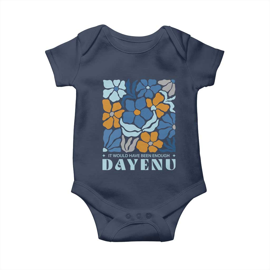 Dayenu Passover Jewish Holiday Floral Retro Baby Onesie It Would Have Been Enough Meaningful Seder Gift TS02 Navy Print Your Wear