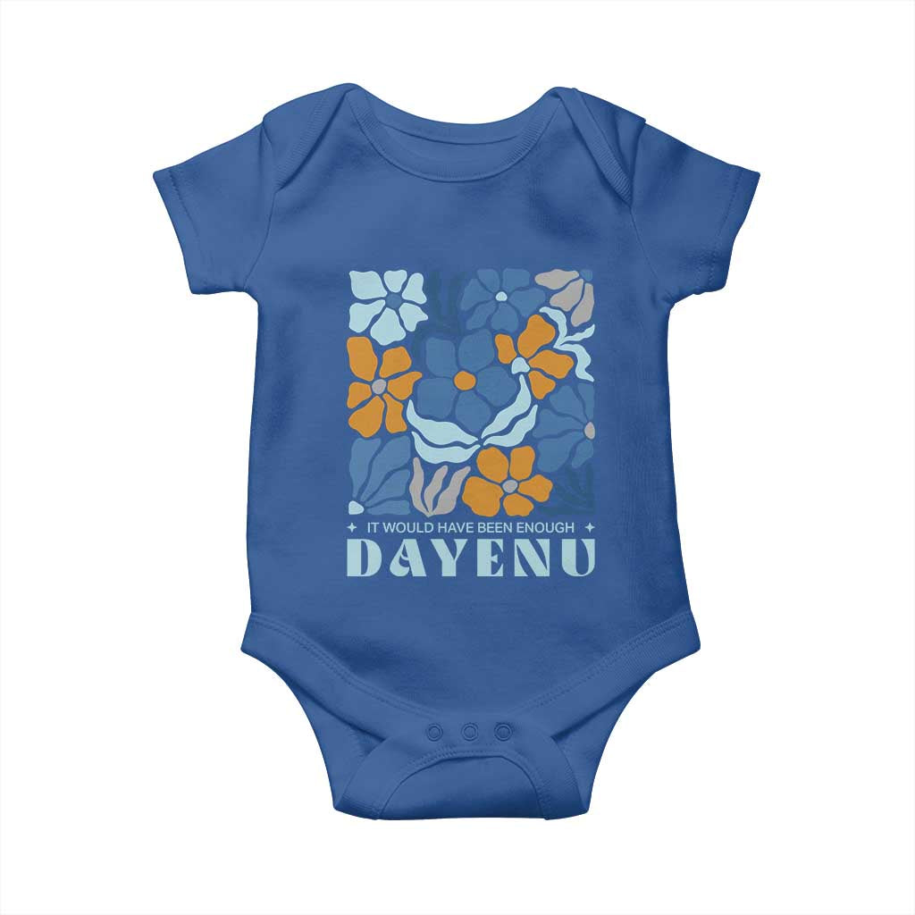Dayenu Passover Jewish Holiday Floral Retro Baby Onesie It Would Have Been Enough Meaningful Seder Gift TS02 Royal Blue Print Your Wear