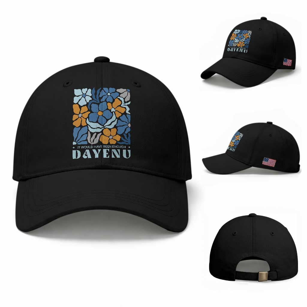 Dayenu Passover Jewish Holiday Floral Retro Baseball Cap It Would Have Been Enough Meaningful Seder Gift TS02 Baseball Cap Universal Fit Black Print Your Wear