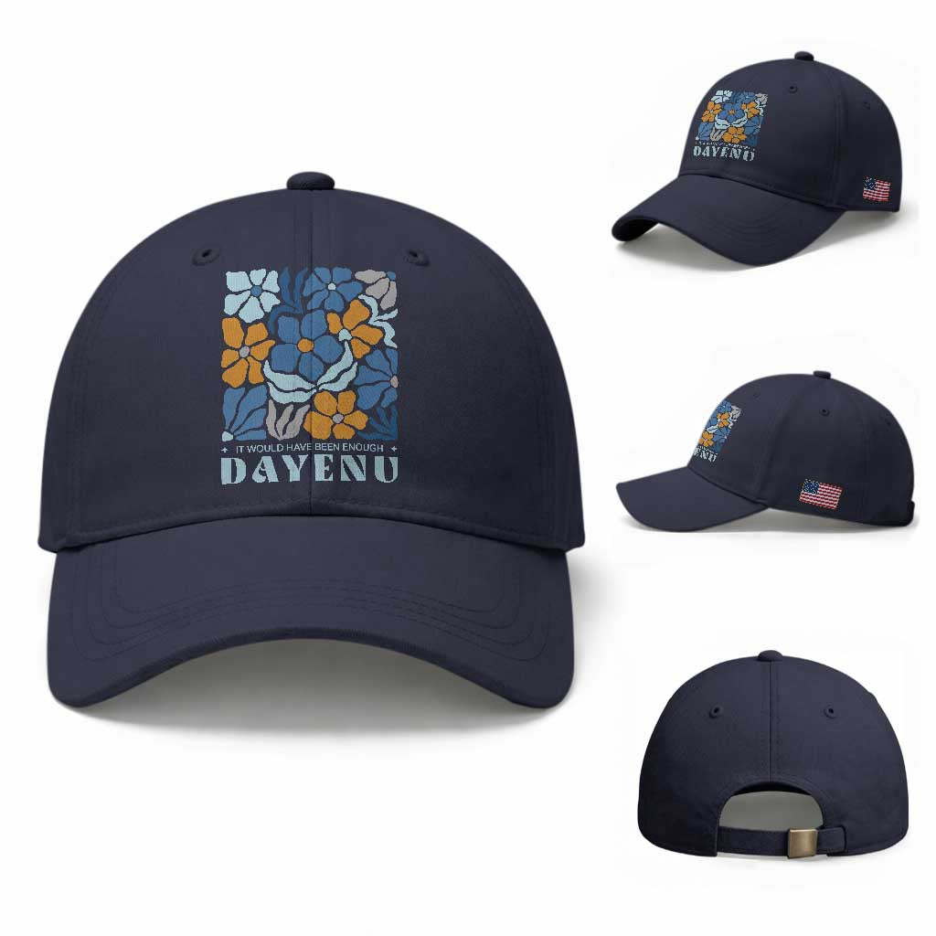 Dayenu Passover Jewish Holiday Floral Retro Baseball Cap It Would Have Been Enough Meaningful Seder Gift TS02 Baseball Cap Universal Fit Navy Print Your Wear