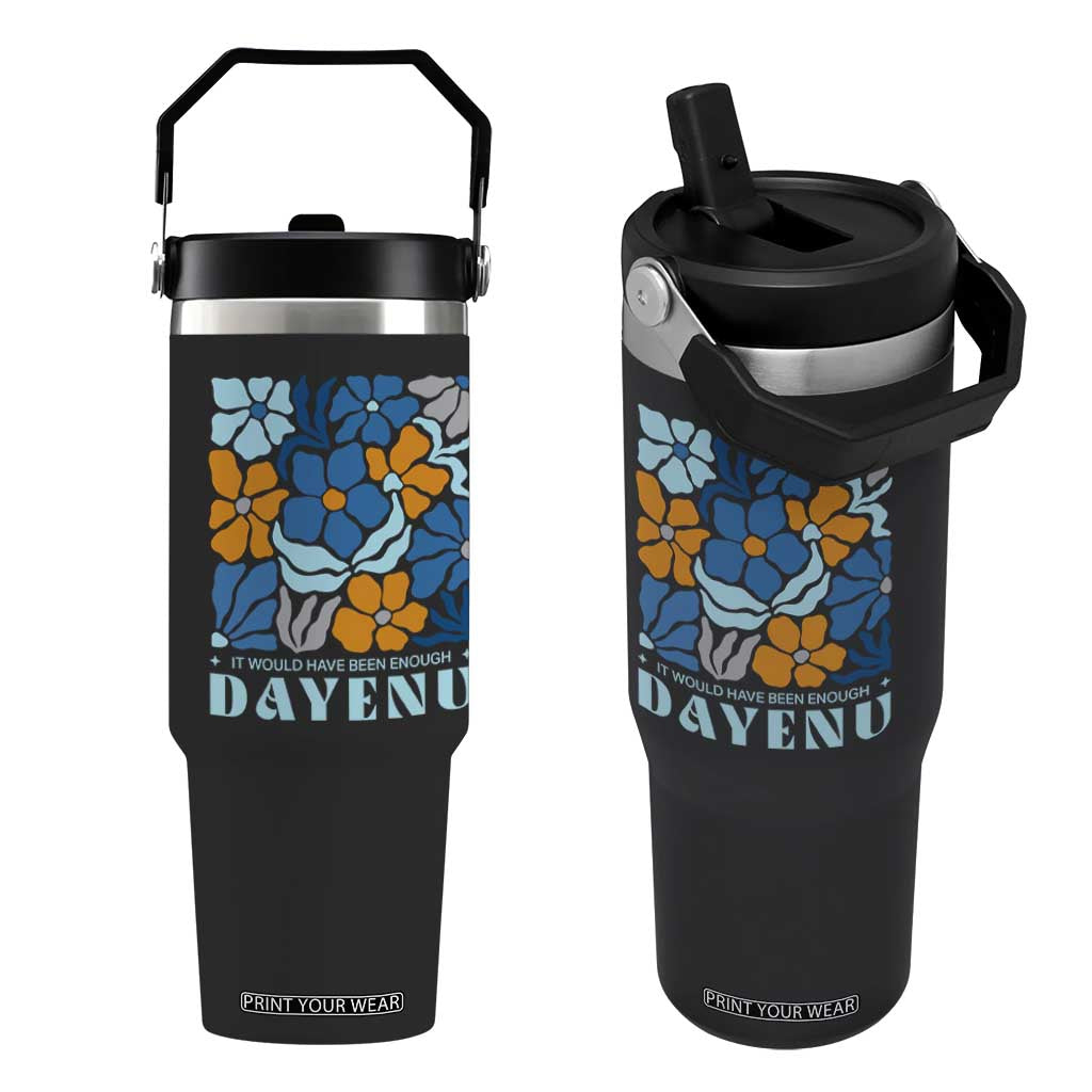 Dayenu Passover Jewish Holiday Floral Retro Flip Straw Tumbler It Would Have Been Enough Meaningful Seder Gift TS02 One Size: 30 oz Black Print Your Wear