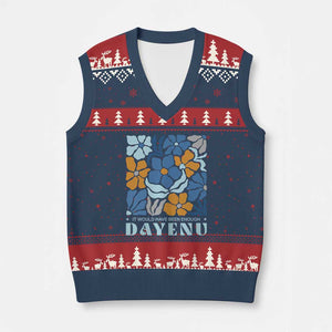 Dayenu Passover Jewish Holiday Floral Retro V-Neck Knit Sweater Vest It Would Have Been Enough Meaningful Seder Gift TS02 Navy Red Print Your Wear