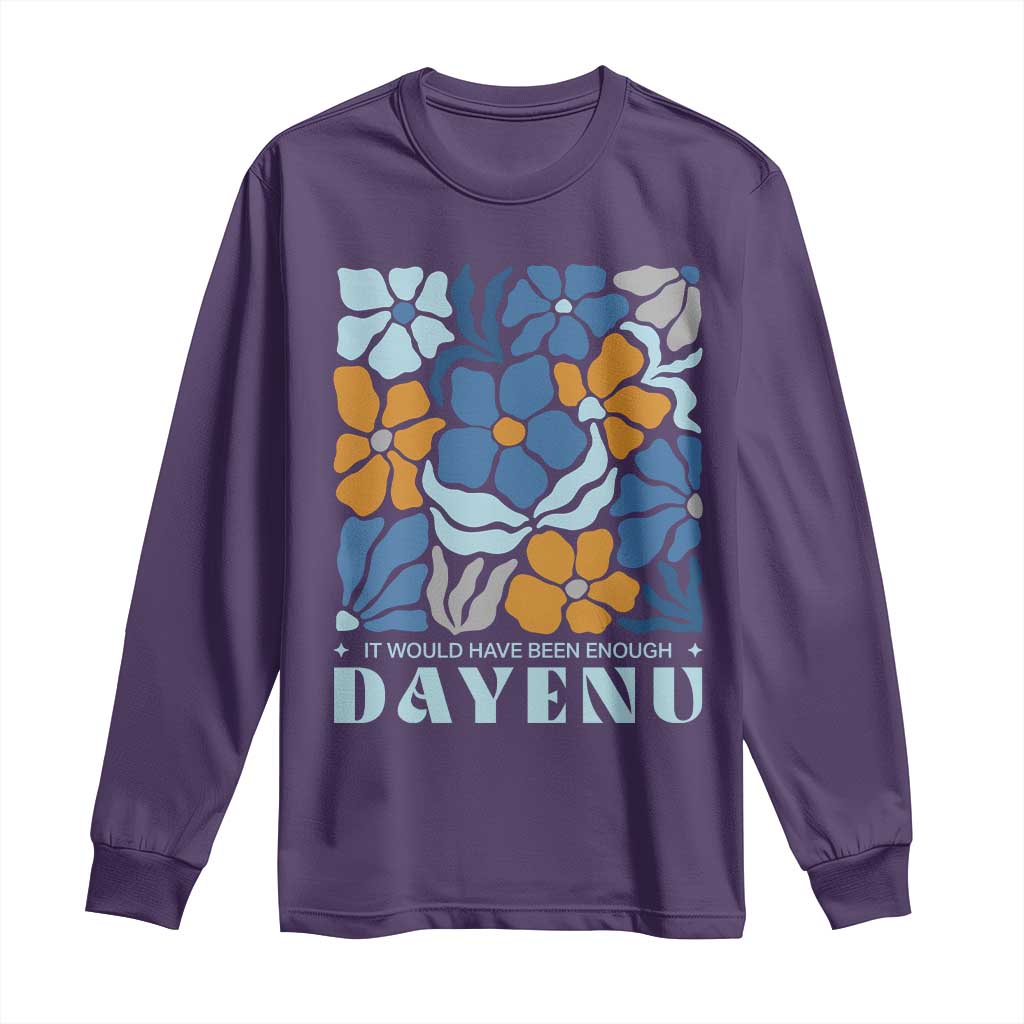 Dayenu Passover Jewish Holiday Floral Retro Long Sleeve Shirt It Would Have Been Enough Meaningful Seder Gift TS02 Purple Print Your Wear