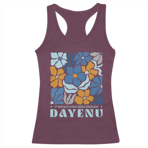 Dayenu Passover Jewish Holiday Floral Retro Racerback Tank Top It Would Have Been Enough Meaningful Seder Gift TS02 Maroon Print Your Wear