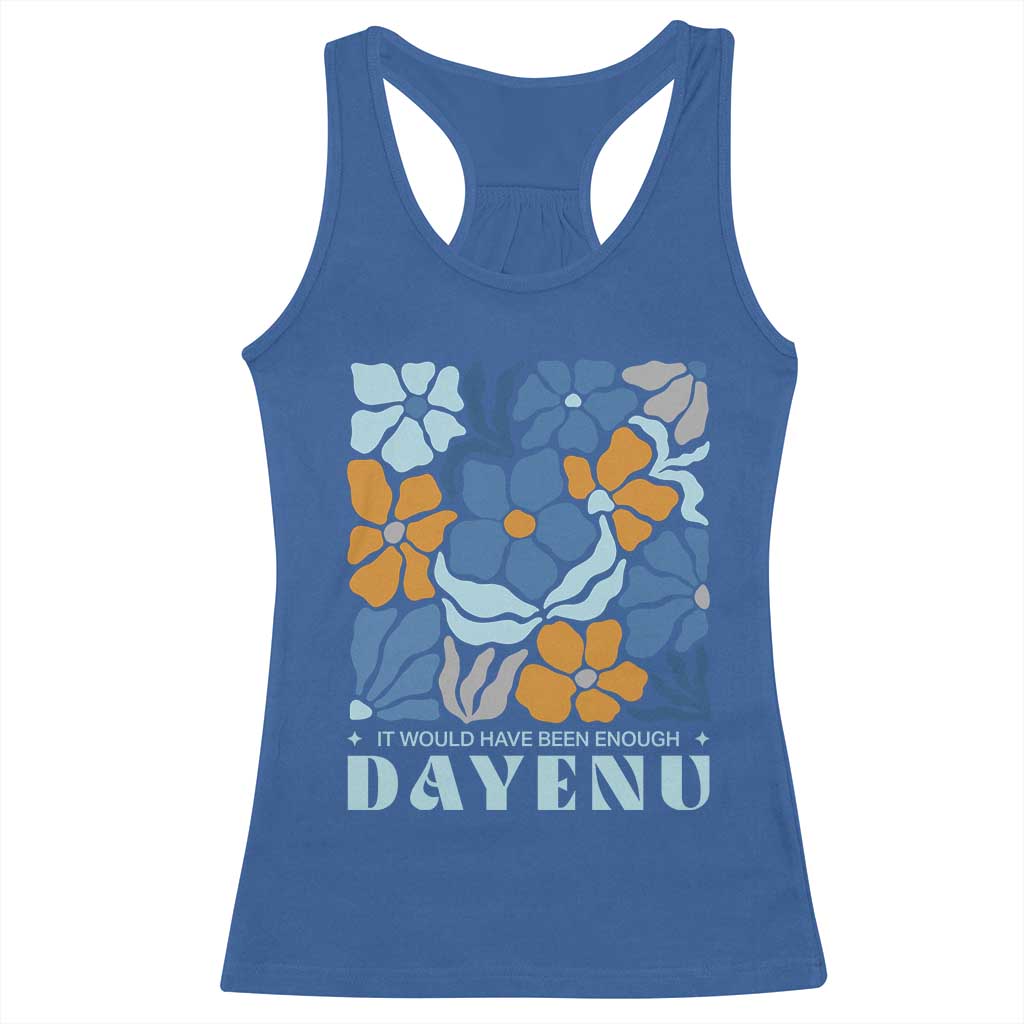 Dayenu Passover Jewish Holiday Floral Retro Racerback Tank Top It Would Have Been Enough Meaningful Seder Gift TS02 Royal Blue Print Your Wear