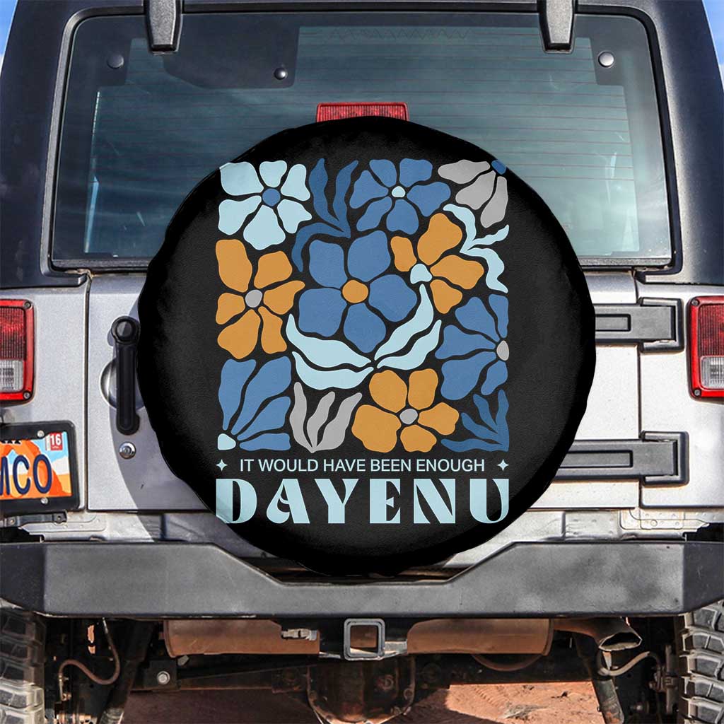 Dayenu Passover Jewish Holiday Floral Retro Spare Tire Cover It Would Have Been Enough Meaningful Seder Gift TS02 No hole Black Print Your Wear