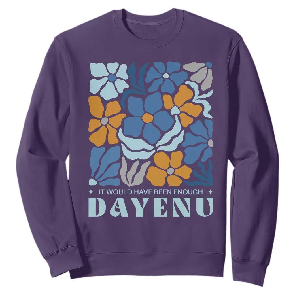 Dayenu Passover Jewish Holiday Floral Retro Sweatshirt It Would Have Been Enough Meaningful Seder Gift TS02 Purple Print Your Wear