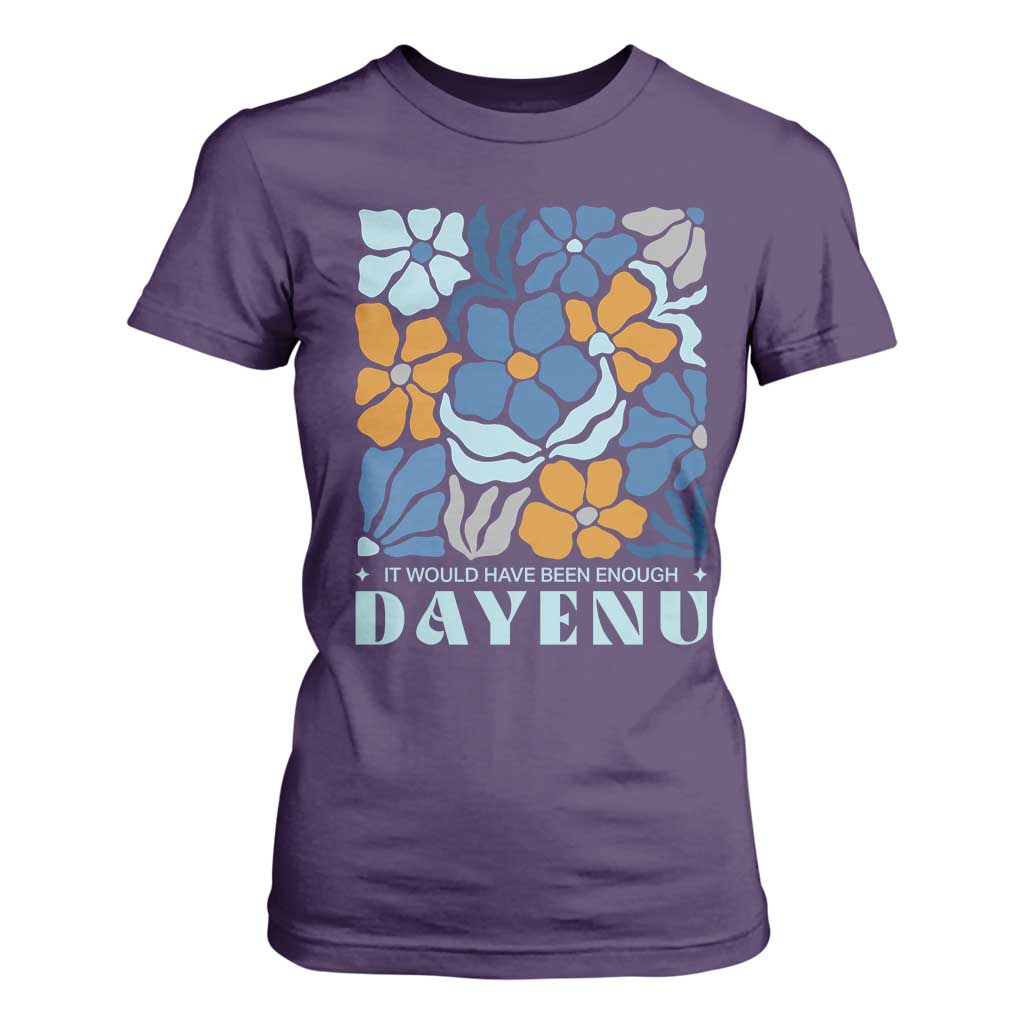 Dayenu Passover Jewish Holiday Floral Retro T Shirt For Women It Would Have Been Enough Meaningful Seder Gift TS02 Purple Print Your Wear