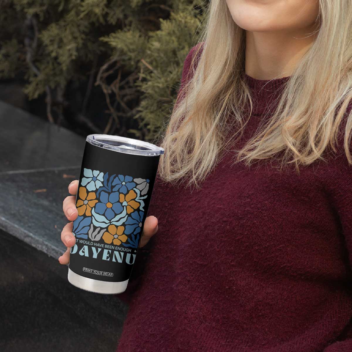 Dayenu Passover Jewish Holiday Floral Retro Tumbler Cup It Would Have Been Enough Meaningful Seder Gift TS02 Print Your Wear