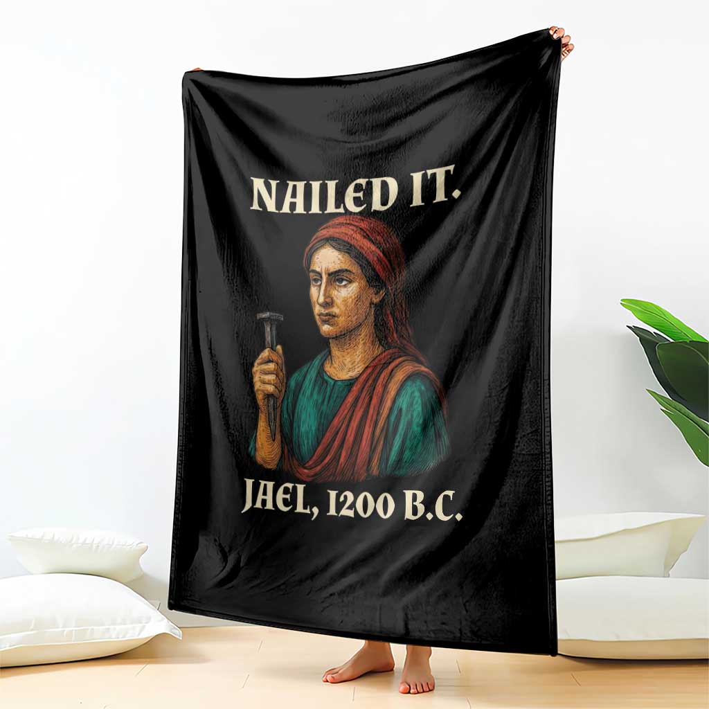 Funny Biblical Jael Nailed It Vintage Throw Blanket Strong Woman Bible Story Dark Humor Meme TS02 Print Your Wear