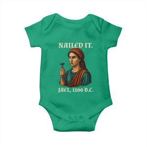 Funny Biblical Jael Nailed It Vintage Baby Onesie Strong Woman Bible Story Dark Humor Meme TS02 Irish Green Print Your Wear