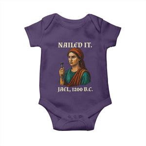Funny Biblical Jael Nailed It Vintage Baby Onesie Strong Woman Bible Story Dark Humor Meme TS02 Purple Print Your Wear