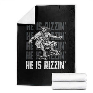 He Is Rizzin Funny Christian Easter Skateboarding Jesus Meme Throw Blanket Faith Humor Trendy Youth Gift TS02 Black Print Your Wear