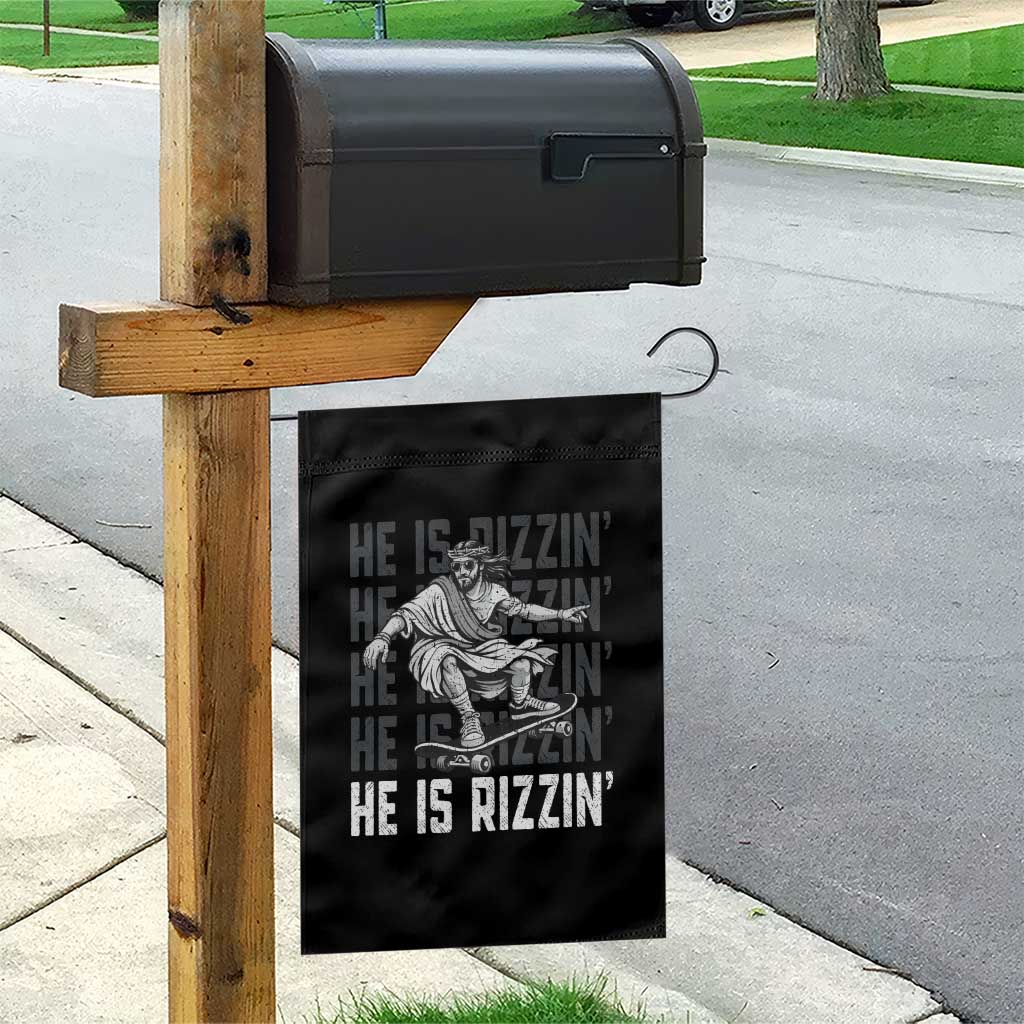 He Is Rizzin Funny Christian Easter Skateboarding Jesus Meme Garden Flag Faith Humor Trendy Youth Gift TS02 Print Your Wear