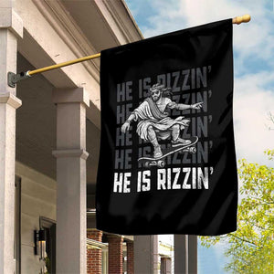 He Is Rizzin Funny Christian Easter Skateboarding Jesus Meme Garden Flag Faith Humor Trendy Youth Gift TS02 Print Your Wear
