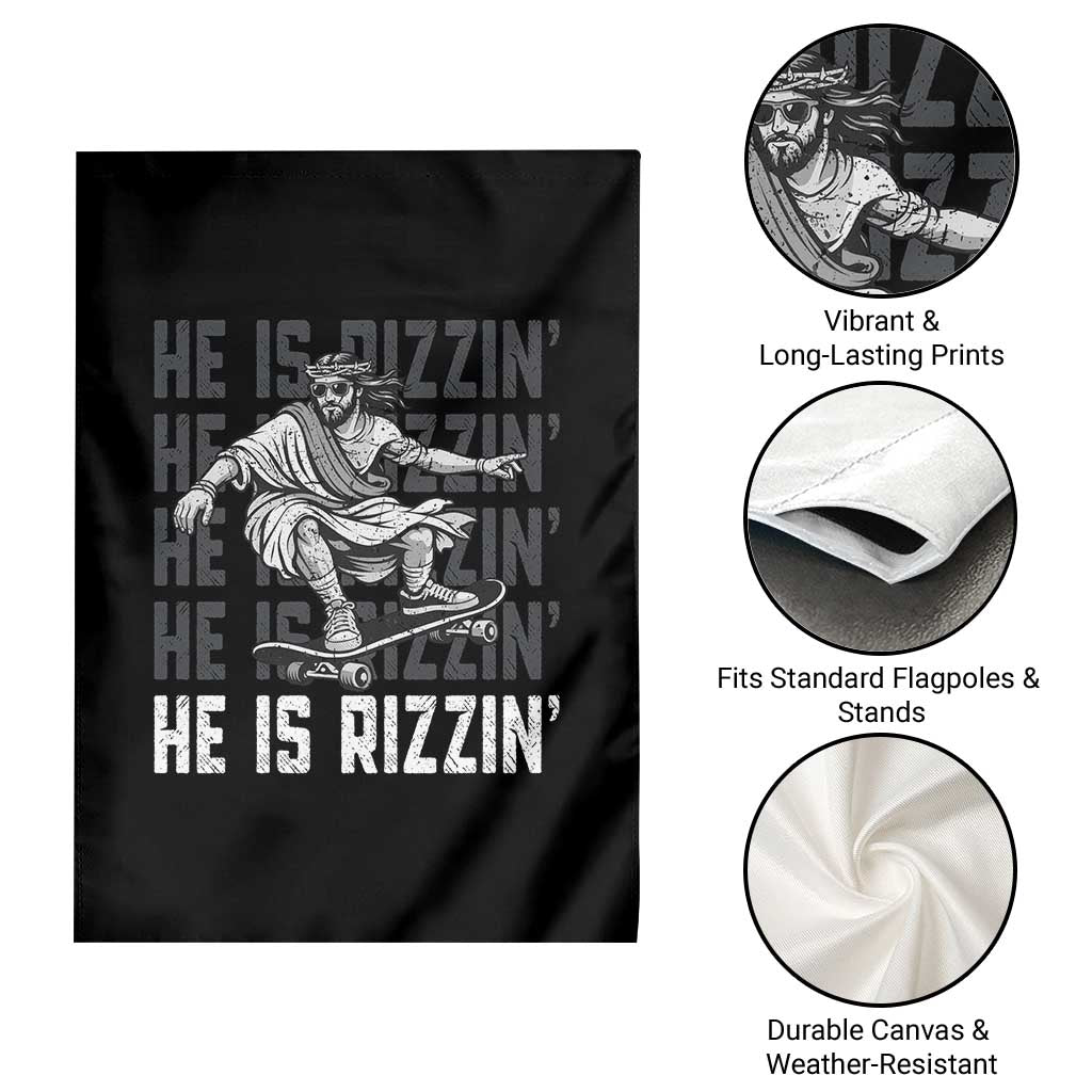 He Is Rizzin Funny Christian Easter Skateboarding Jesus Meme Garden Flag Faith Humor Trendy Youth Gift TS02 Print Your Wear