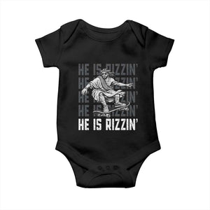 He Is Rizzin Funny Christian Easter Skateboarding Jesus Meme Baby Onesie Faith Humor Trendy Youth Gift TS02 Black Print Your Wear