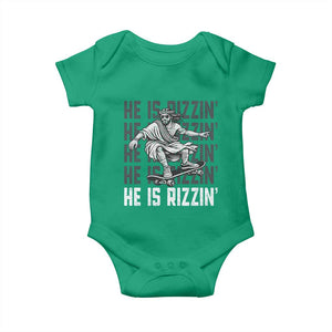 He Is Rizzin Funny Christian Easter Skateboarding Jesus Meme Baby Onesie Faith Humor Trendy Youth Gift TS02 Irish Green Print Your Wear