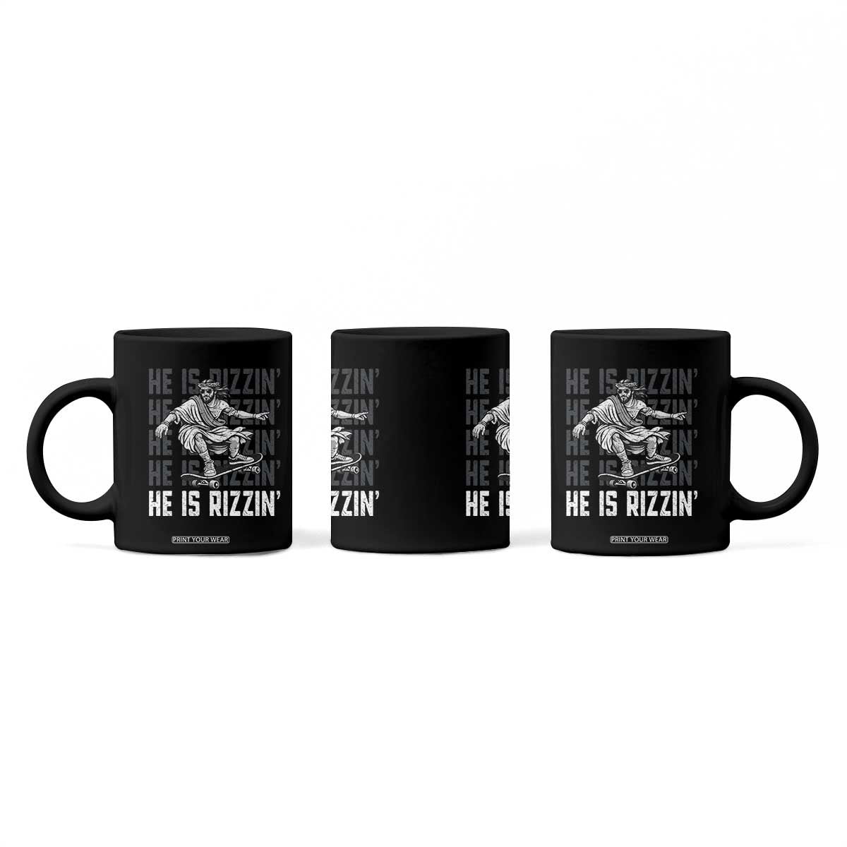 He Is Rizzin Funny Christian Easter Skateboarding Jesus Meme Coffee Mug Faith Humor Trendy Youth Gift TS02 Print Your Wear