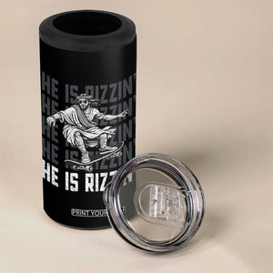 He Is Rizzin Funny Christian Easter Skateboarding Jesus Meme 4 in 1 Can Cooler Tumbler Faith Humor Trendy Youth Gift TS02 Print Your Wear