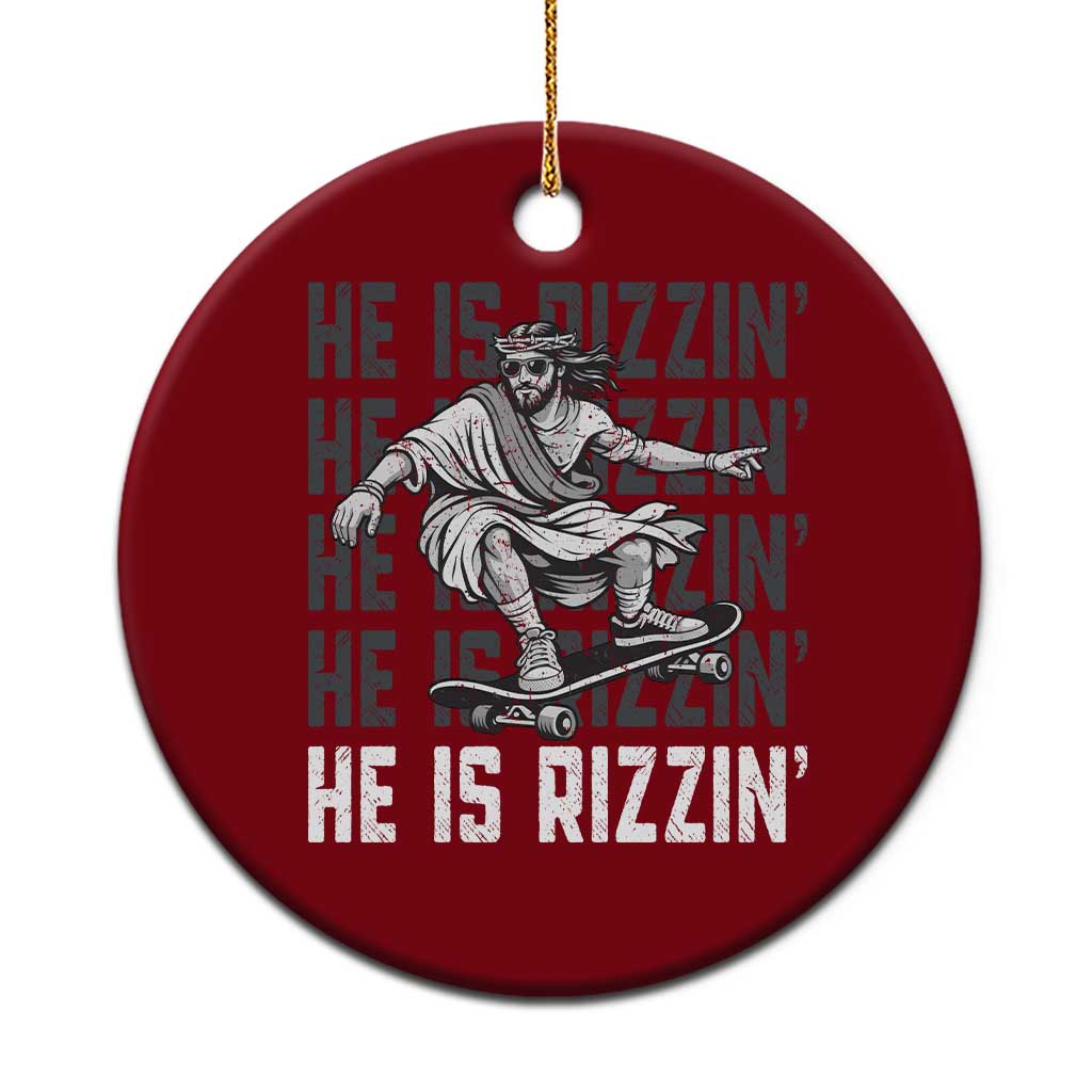 He Is Rizzin Funny Christian Easter Skateboarding Jesus Meme Ceramic Ornament Faith Humor Trendy Youth Gift TS02 1pc Red Print Your Wear