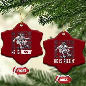 He Is Rizzin Funny Christian Easter Skateboarding Jesus Meme Ceramic Ornament Faith Humor Trendy Youth Gift TS02 Print Your Wear