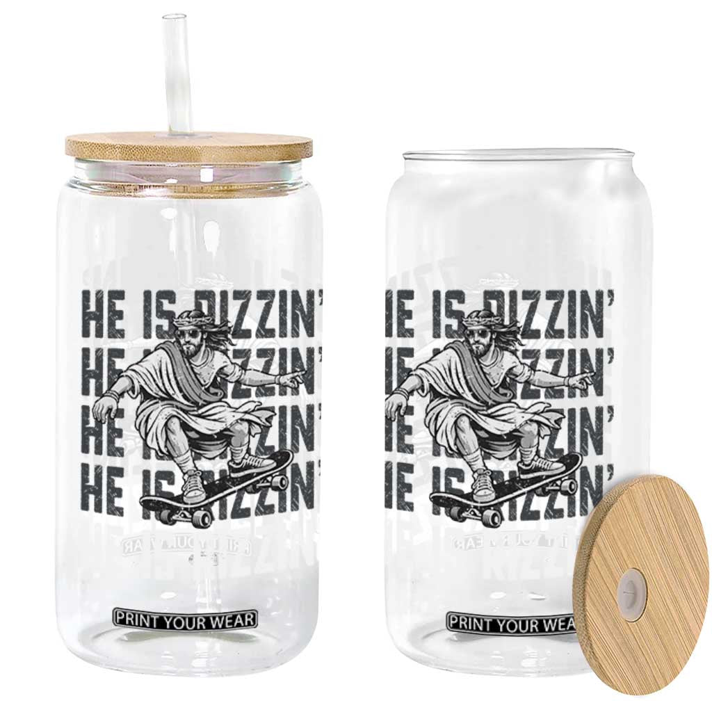 He Is Rizzin Funny Christian Easter Skateboarding Jesus Meme Glass Can Faith Humor Trendy Youth Gift TS02 Print Your Wear