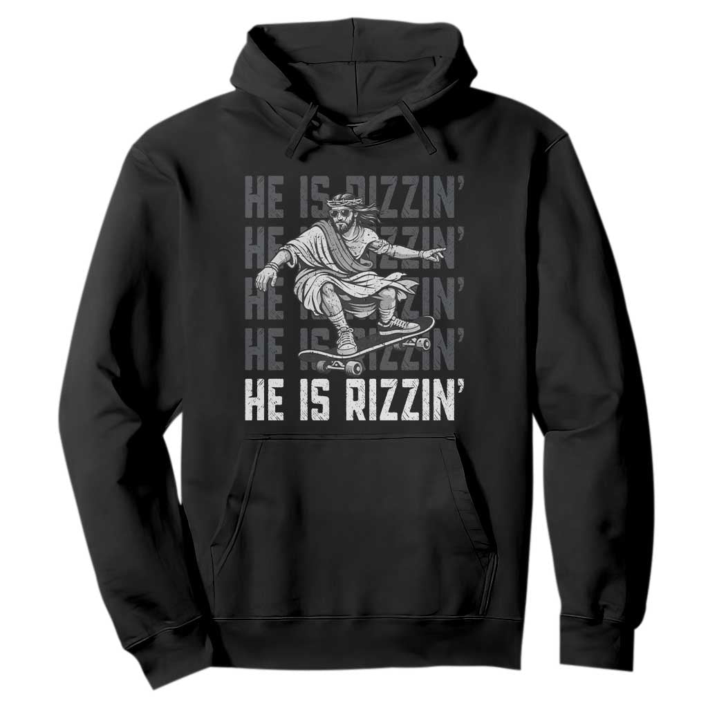 He Is Rizzin Funny Christian Easter Skateboarding Jesus Meme Hoodie Faith Humor Trendy Youth Gift TS02 Black Print Your Wear