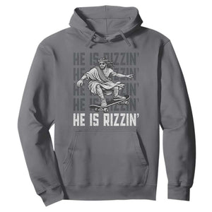 He Is Rizzin Funny Christian Easter Skateboarding Jesus Meme Hoodie Faith Humor Trendy Youth Gift TS02 Charcoal Print Your Wear