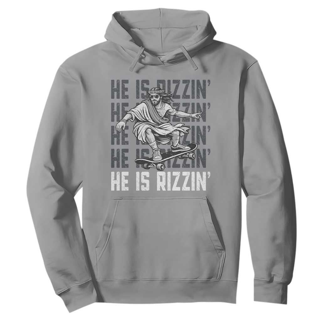 He Is Rizzin Funny Christian Easter Skateboarding Jesus Meme Hoodie Faith Humor Trendy Youth Gift TS02 Sport Gray Print Your Wear